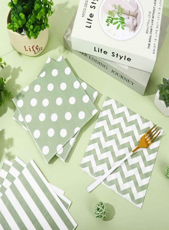 وولاين مجموعة مناديل ورقية من والين، 75 قطعة، لون أخضر فاتح، مخططة، مموجة، منقطة، بتصميم هندسي، للاستخدام مرة واحدة، مثالية لحفلات العشاء، وتزيين الطاولات والمطابخ. - Image 3